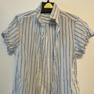 Blue and white striped short sleeve button down, Size S